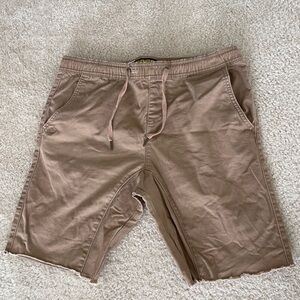 Men's Y2K Tan Casual Shorts Raw Hem Skateboarder Grunge Style